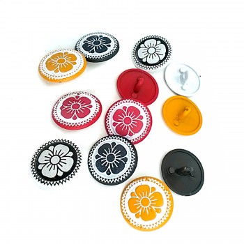 Kid's Buttons Sewing Metal Shank Button Colored Daisy Patterned 15 mm - 24 L E 114 MN