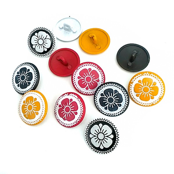 Kid's Buttons Sewing Metal Shank Button Colored Daisy Patterned 15 mm - 24 L E 114 MN