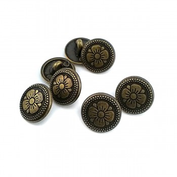  Shank Button Metal Daisy Patterned 15 mm - 24 L E 114