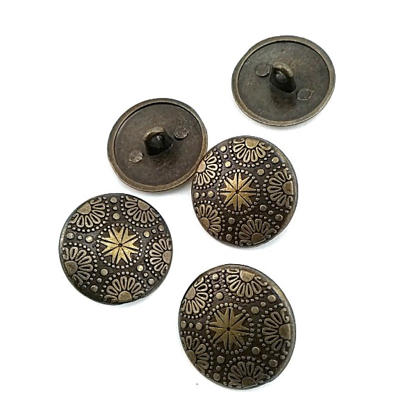 Motif Patterned Metal Shank Button 20 mm - 32 L E 115