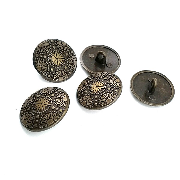 Motif Patterned Metal Shank Button 20 mm - 32 L E 115