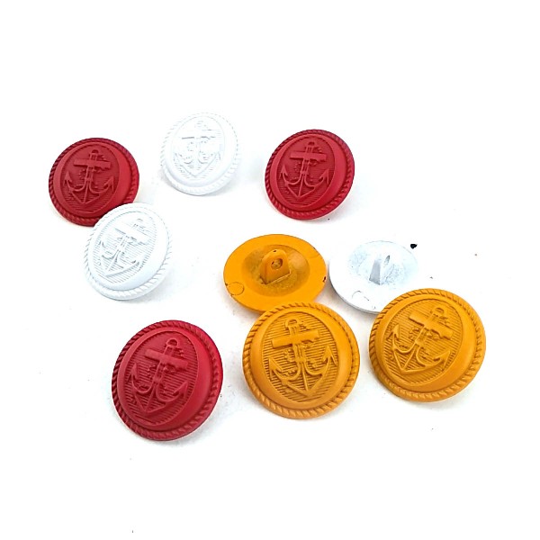 Enamel Anchor Design Footed Jacket Button 18 mm - 29 L E 1151 MN