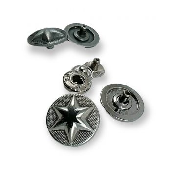 Metal Star Design Snap Fasteners Button 17 mm - 27 L  E 1482