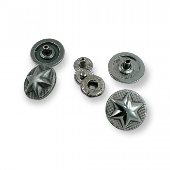Metal Yıldız Tasarımlı Çıt çıt Düğme 17 mm - 27 boy E 1482