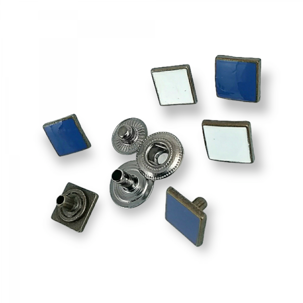 Enamel Snap Fastener Button 10 x 10 mm Square Shape Coat and Jacket Snaps Button E 1624
