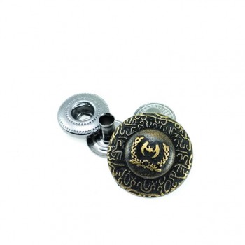 Snap Fasteners Button Logo and Motif Patterned 17 mm 28 L E 454