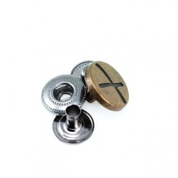 X Patterned Metal Snap Fasteners Button 15 mm 27 L E 521