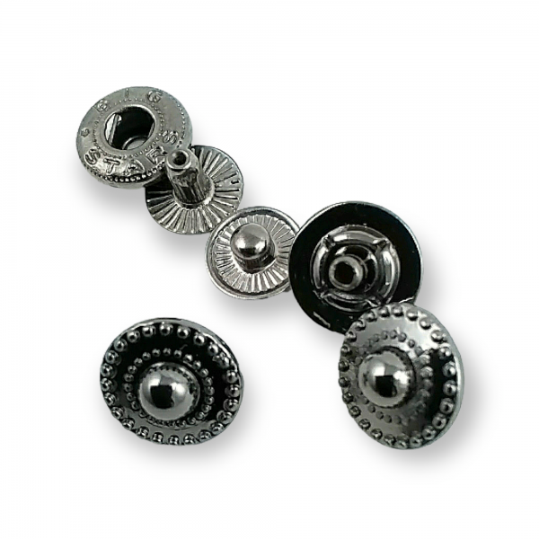 Desenli Zamak Çıtçıt düğme 12 mm - 18 boy E 768