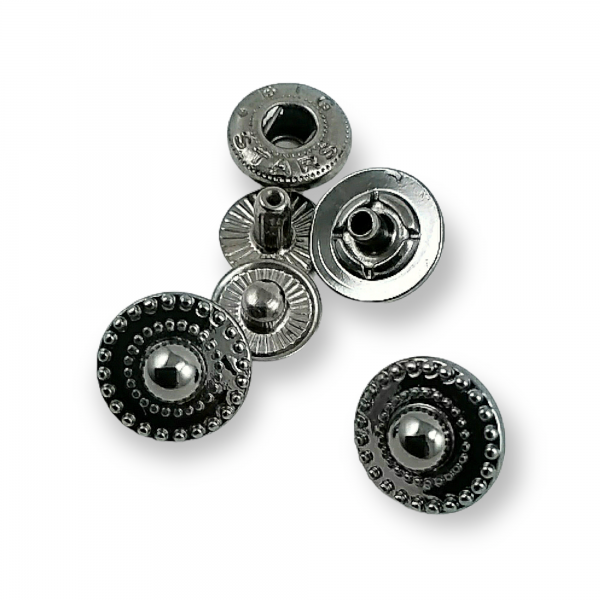 Desenli Zamak Çıtçıt düğme 12 mm - 18 boy E 768