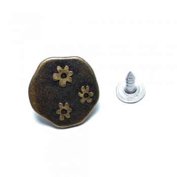 Kot Düğme - Metal Çakma Kot Düğmesi 19 mm 30 Boy E 1061