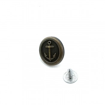 Çapa Desenli Çakma Düğme  17 mm 28 Boy E 906